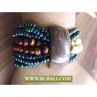 Beads Wood Stretch Bracelet Ethnic Design